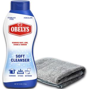 Bar Keepper's Friends Soft Cleanser & Microfiber Cloth - 26oz Powerful Multipurpose Cleaner for Kitchens, Bathrooms, Sinks, Cookware, Showers, Tubs, Tiles, Stovetops, and More