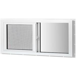COLORPAPA Vinyl Basement Sliding Window, 24" x 12" White | Removable Glass Pane, Double Pane Insulated Tempered Glass, and Mesh Screen for Basement Bathroom Home RV Garage