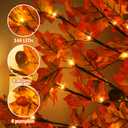 6FT 144LED Maple Tree Light - Thanksgiving Decor Artificial Tree with Pumpkins, Acorns, Remote 8 Flashing Modes, Timing, for Wedding Party Outdoor Fall Decor (Upgraded Silk-Screened Leaves)