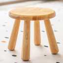 Small Solid Wood Stool, 10" Round Wooden Step Stool for Kids & Adults, Sturdy Plant Stand, Low Sitting Stool for Bathroom, Bedroom & Nursery, Easy Tool-Free Assembly, Natural (1 Pack)