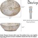 Davivy 16'' X 13'' Nordic Marbling Oval Vessel Sink with Pop Up Drain,Ceramic Vessel Sink,Bathroom Sinks Above Counter,Bathroom Vessel Sinks,Counter top Sink,Oval Sink Bowls for Bathroom, 16X13.2X5.8 Inches