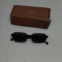 WearMe Pro WMP Eyewear Womens Slim Rectangular Sunglasses: 90s Compact Frame, Anti-Reflective Lenses, Minimal Style (Black)