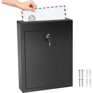 MaxGear Metal Suggestion Box with Lock and Slot, 3W x 10H x 13L Inch Large Wall Mounted Locking Mailbox for Office, Secure Ballot Box with 2 Keys for Payments, Ideal for House