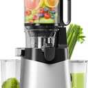 Cold Press Juicer, 5.8" Wide Feed Chute Juice Extractor Machine with 400W, High Juice Yield, Slow Masticating Juicer for Whole Vegetables & Fruits, Silver Gray