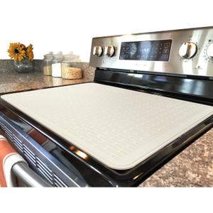 Stove Top Cover for Electric Stove - Silicone Stove Mat for Glass Top, Glass Cooktop Protector, XL Dish Drying Mats For Kitchen,Oven Covers for Electric Stove (Beige,28 x 20)