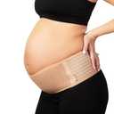 AZMED Maternity Belt Back Support - Adjustable Abdominal Binder for Pregnancy - Belly Band for Pelvic, Waist & Lower Back Comfort - Fits Up to 46 Inches - Beige, One Size