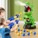 NIPLOOOW Dinosaur Shooting Toys for Kids 3-5 Years, Movable Target Shooting Games with 2 Air Pump Launcher, Interactive Competition Game Gift for Boys and Girls Ages 3 4 5 6 7 8 Years Old
