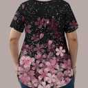 Women's Summer Short Sleeve Tunic Plus size ladies shirts Floral Blouse Loose Flowy Tops for Leggings (XXL)