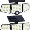 LE Solar Lights for Outside, Solar Lights Outdoor with Motion Sensor, WL4000 High Brightness, 3 Adjustable Heads 270 Wide Lighting Angle, IP65 Waterproof, Wireless Wall Lamp for Yard Garage, 2 Packs