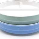 Elk and Friends Kids 6.7” Porcelain Divided Plates with Silicone Sleeves | Suitable for Babies/Kids/Toddlers | Microwave & Dishwasher Safe | Non Slip | Snack Dishes
