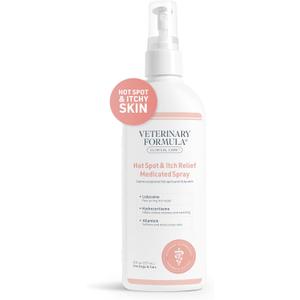 Veterinary Formula Clinical Care Hot Spot & Itch Relief Medicated Spray, 8oz  Easy to Use Spray for Dogs & Cats  Helps Alleviate Sensitive Skin, Scratching, and Licking of Coat (1 Pack)