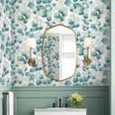 Vinjiasin Peel and Stick Wallpaper Green and White Leaf Contact Paper Modern Floral Wall Paper for Bedroom Bathroom Living Room Self Adhesive Removable 17.3"x 197"