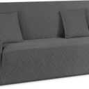 Ruaozz Stretch Sofa Cover 1 Piece Couch Covers for 3 Cushion Couch Non Slip Sofa Slipcover Washable Soft Jacquard Furniture Protector with 2 pcs Throw Pillow Covers (3 Seater, Dark Gray)