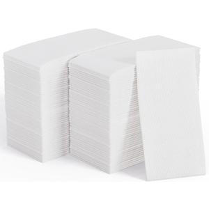 JOLLY CHEF 400 Pack Disposable Paper Napkins, Soft Bathroom Napkins Guest Disposable, 2-Ply White Paper Hand Towels for Halloween, Wedding, Thanksgiving