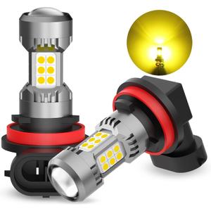 PHINLION H8 H11 LED Fog Light Bulbs 3000K Golden Yellow, 3200 Lumens Super Bright 3030 30-SMD Chips H16 DRL Lamps Replacement for Cars, Trucks, SUVs