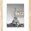 Upsimples 9x12 Picture Frame, Display Pictures 6x8 with Mat or 9 x 12 Without, Wall Hanging Photo Frames, Natural, 1 Pack