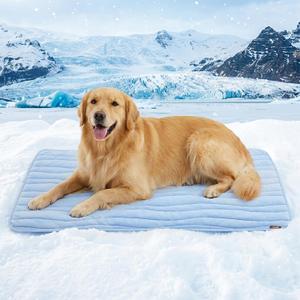 ZOMISIA Dog Cooling Mat XXL for Kennel Crate - Thin Portable Pet Cooling Pad, Breathable and Washable Cool Fiber with Non-Slip Bottom, Outdoor Use for Summer, 47x29, Blue