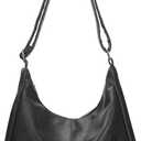 Hobo Tote Bags for Women, Casual Slouchy Shoulder Bag Crossbody Purse, Ultra Soft Foldable Vegan Leather Handbag(12.99"×5.12"×9.06")