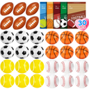 30 Pcs Valentine’s Day Gift Mini Sport Stress Balls Bulk with Cards for Kids Bouncy Ball Fidget Squeeze Toys Party Favors Goodie Bag Stuffers School Gifts Exchange Classroom Prizes for Boys and Girls