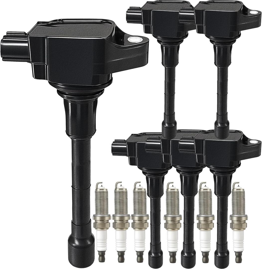 UF550 Ignition Coils Pack 1406 Double Iridium Spark Plug for Nissan Altima Maxima Murano Pathfinder Quest 350Z/Infiniti EX35 FX35 G25 G35 JX35 M35 M35h Q50 Q70 QX60 3.5L V6 OE:C1670 22448-JA10C 5C1727