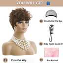 MOONSHOW Short Pixie Wigs for Black Women Auburn Red Short Pixie Cut Wig Synthetic Haircut Wig Natural Wigs for Black Women Auburn Red Curly Wigs for Women