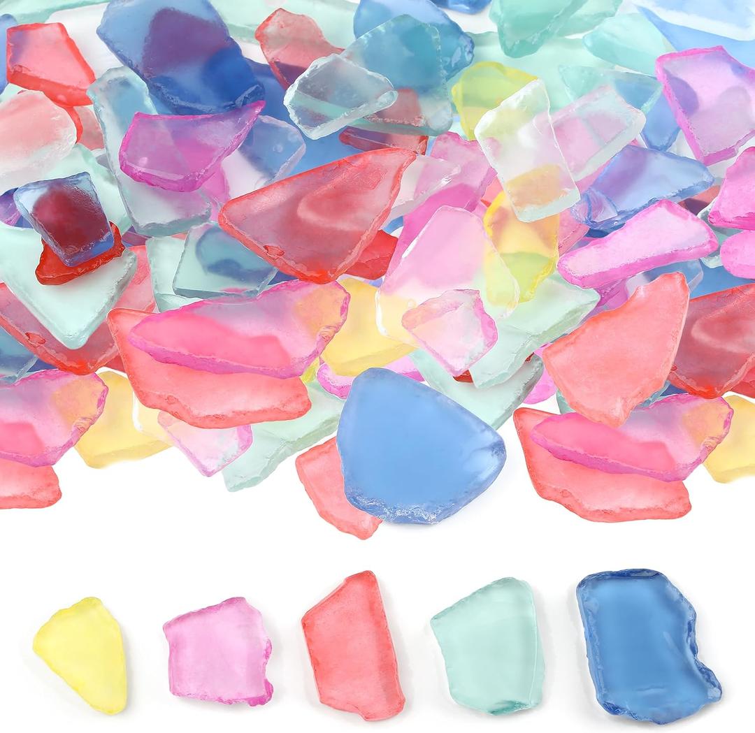 YATOJUZI 13oz Sea Glass for Crafts Frosted Seaglass Pieces Vase Filler and Aquarium Ornament DIY Craft Supplies for Art Beach Weddings and Home Decor (Mixed Color)