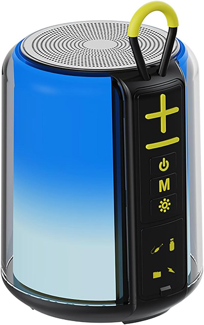 Portable Bluetooth Speaker with AUX Input, 8W Loud Stereo Sound, RGB Light, TF-Card/USB Flash Drive Input, Wireless BT 5.3 Dual Stereo Pairing, for Home Outdoor Travel (Black)