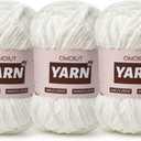 3 Packs Plush Chenille Chunky Crochet Yarn - Baby Yarn for Crocheting Soft - Velvet Yarns Knitting for Blankets Crafts - Fluffy Amigurumi Yarns 150g / 196.8yds (3 Snow White)