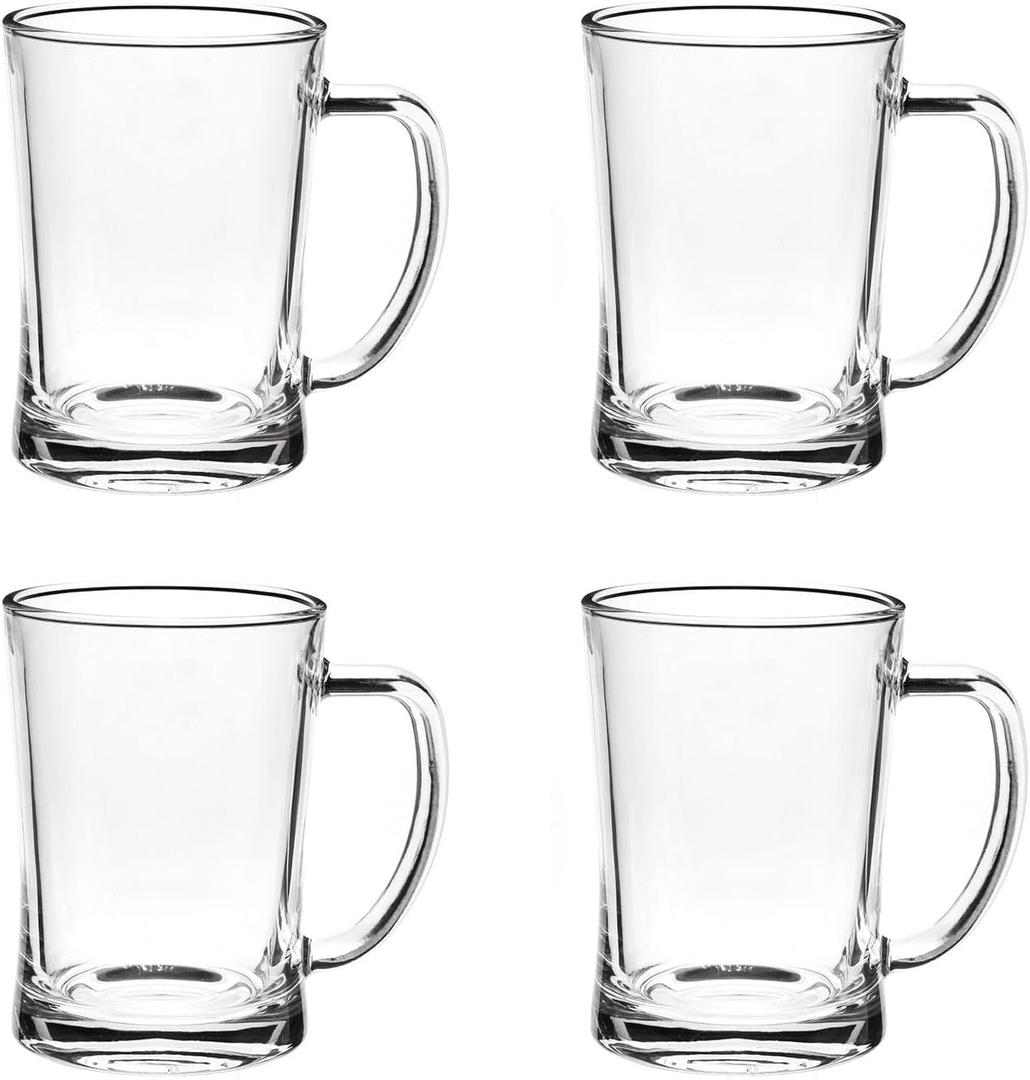 4 Pack Heavy Large Beer Glasses with Handle - 22 Ounce Glass Beer Steins, Traditional Beer Mug glasses Set