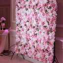 YLBFJXK Flower Wall Panel Floral Backdrop Silk Artificial Rose Wall Faux Flower Panel for Wedding, Party, Birthday, Room, Home Deco, 6 Pack Red