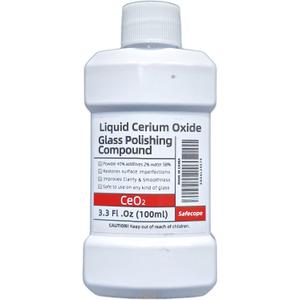3.3 fl oz (100 ml) Cerium Oxide Glass Polishing Solution - For removing: oil films, water spots, swirls, water stains, windshield wiper marks, minor scratches & effectively cleaning glass surfaces.