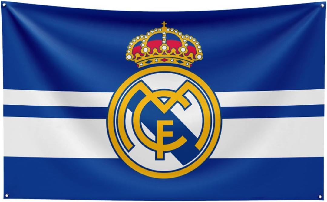 Real Madrid Flag Banner 3x5 Feet - Durable Indoor/Outdoor Football Soccer Banner with 2 Brass Grommets