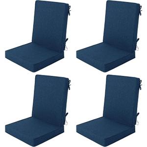 Outdoor Chair Cushions 20x20 Inch, Set of 4, Navy Blue | Water Resistant, Fade Resistant, Patio Furniture Lawn Dining Seat Replacement with High Back, Removable Cover with Zipper