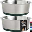 GORILLA GRIP Set of 2 Dog Bowls, Heavy Duty Metal Food and Water Bowl for Feeding Dogs and Cats, Dishwasher Safe, Rust Resistant Stainless Steel, BPA Free Rubber Base, Holds 2 Cups (16 fl oz), Green