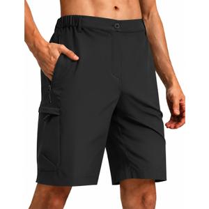 Men's 9" Hiking Cargo Shorts Quick Dry Stretch for Outdoor Work Golf Black (Black, XXL)