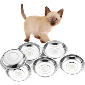 VENTION Small Shallow Cat Food Bowls, Outer Dia. 5 in Whisker Fatigue Cat Bowl, Stainless Steel Cat Food Dish for Indoor Cats, Set of 6 Replacement Cat Bowls for Raised Station(7.4 Fl.oz), 6 Pieces