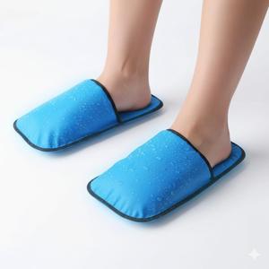 Gel Cold & Hot Therapy Slippers - 360 Full Foot Coverage for Plantar Fasciitis, Neuropathy, and Swelling Relief - Pliable Gel Ice Pack Wrap for Post-Surgery, Chemo, and Sore Feet(Blue, Large)