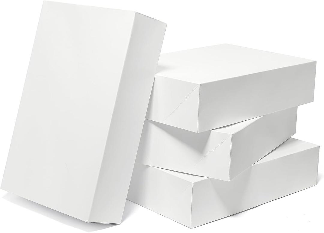 Mefleet 16 Pack Large Gift Boxes with Lids 17x11x4 Inches Extra Deep Shirt Clothes Robe Sweater Box for Christmas Presents, Holidays, Birthday Gift Wrapping White