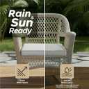 Outdoor Chair Cushions, Water-Resistant & Fade-Resistant, Patio Furniture Seat Replacement Chair Pads with Ties Zipper, Removable Cover, Non-Slip Bottom, Set of 6, 17 x 16 Inch, Light Grey