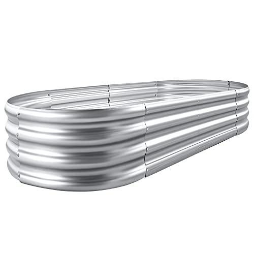 Land Guard Galvanized Raised Garden Bed Kit, 6×3×1ft Raised Garden Boxes Outdoor, Oval Metal Raised Garden Beds for Vegetables