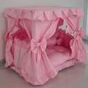 Yolley Princess Pink Pet Dog Handmade Bed House+1 Candy Pillow (S), 19.6"L x 11.8"W x 19.6"Th