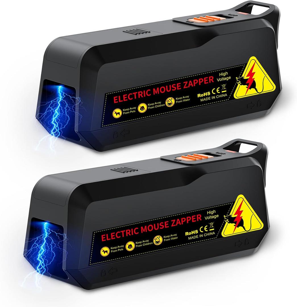 2 Pack X-PEST Electronic Mouse Trap  Electric Mice Zapper for Indoor & Outdoor Use, Reusable Rodent Killer, No Touch No See, Effective Indoor Mice Control