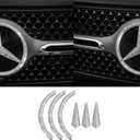 Car Front Emblem Sign Logo Bling Cover Decal Compatible with Mercedes Benz External Accessories Rhinestone Decorative Sticker (Small,Fit for A B CLA C300 E CLS S GLA GLK Series)