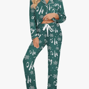 Leikar Button Up Pajama Set For Women Long Sleeve Shirt And Pajama Pants Soft Pjs Lounge Sets, Size 130 