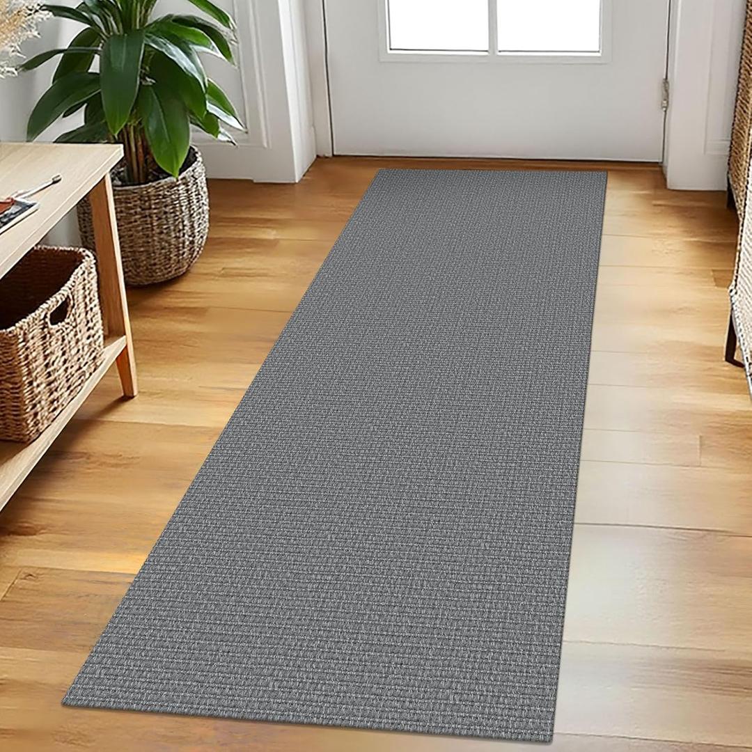 EARTHALL Washable Runner Rug 2x5 Ft Non Slip Runners for Hallways Cotton Rubber Backed Kitchen Runner Braided Indoor Floor Carpet Runners for Entryway, Hallway, Kitchen, Bedroom, Charcoal Gray