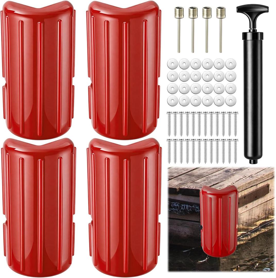 Timtin 4 Pack Dock Bumper Fender Boat Dock Bumpers for Edge Docking Inflatable Corner Boat Fenders with Pump and Mounting Hardware for Straight Edge Side Marine Buoy Pontoon Protector