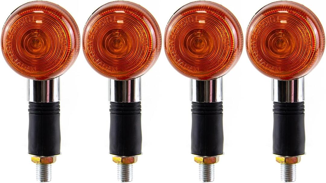 Motorcycle Amber Replacement Turn Signal Indicator Lights for Honda Harley Kawasaki Suzuki Bullet Cruiser Bobber Chopper Command Light Accessories (Amber-4pcs), XLW-0122