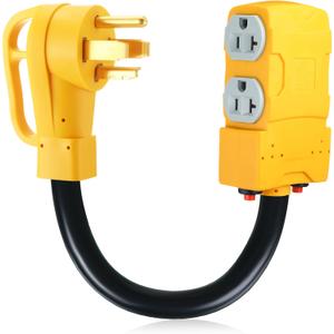 Kanayu 1.8 FT 30 to 20 Amp 110V Dryer Distribution Adapter Compatible with NEMA 14-30P to NEMA 4X 5-20R/ 5-15R, 3 Prong Dryer Wall Socket to Four Household Outlet with 20 Amp Circuit Breaker