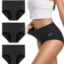 Period Underwear For Women Heavy Flow, Leakproof Panties High Waisted Cotton Postpartum Teens Hipster Briefs 3 Pack XL