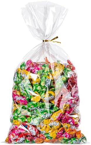 joybest 200 Pcs Cello Cellophane Treat Bags, 7x13 Inches Clear Plastic Treat Bags with Twist Ties for Candies, Gift Wrapping, Party Favor